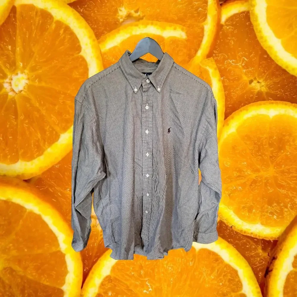 Ralph Lauren Blake Black and White Button Down Shirt Size Large‎